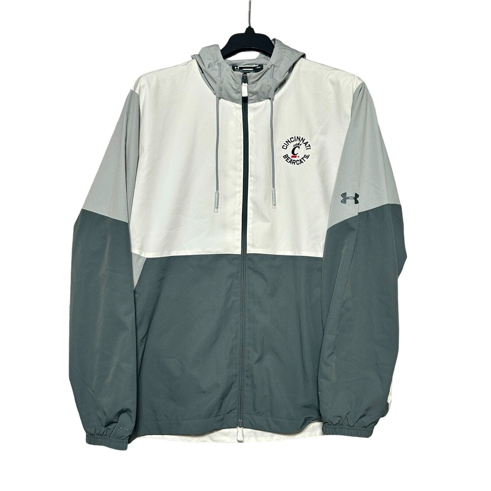 Under Armour Cincinnati Bearcats Windbreaker Mens‎ 2XL White Grey Colorblock NWT